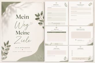 design german fillable pdf editable canva workbook worksheet minimalist workbook