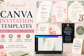 design professional canva invitation templates for etsy sellers