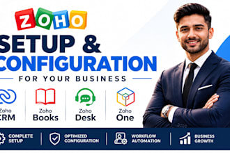 setup zoho CRM, zoho books, zoho desk, zoho one for businesses