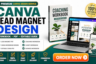 design canva lead magnet workbook, PDF, editable guide and coaching workbook