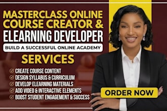 create masterclass online course content, curriculum, and elearning development