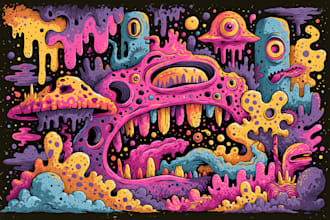 create best colorful psychedelic trippy style illustration