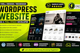 redesign, or develop a wordpress website with elementor