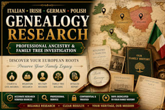 do italian irish german polish genealogy ancestry research and family tree
