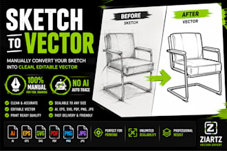manually convert sketch to clean vector in adobe illustrator