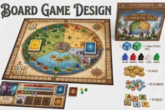 design custom board game, card game design, and tabletop game art