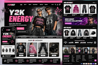 design y2k website streetwear store y2k shopify store clothing shopify store
