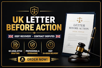 draft a UK letter before action for debt recovery contract or payment disputes