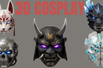 design and prepare 3d mask 3d cosplay helmets for printing and painting