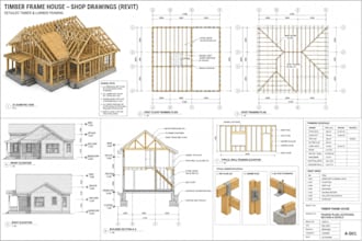 create detailed timber and lumber frame house shop drawings in revit