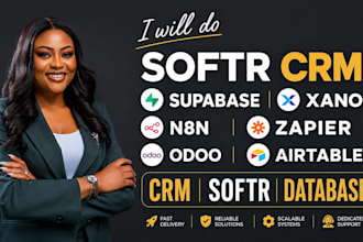 do sotfr crm supabase xano n8n zapier odoo airtable crm softr database