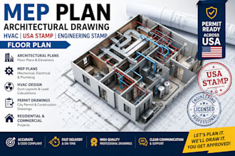 mep plan architectural drawing hvac USA stamp engineering stamp floor plan