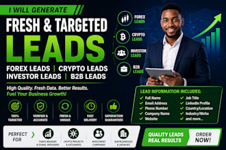 generate fresh forex lead, crypto lead, investors lead b2b lead