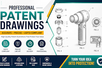 create professional uspto patent drawings for utility design and pct application