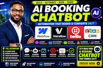 design webflow voiceflow twilio zoho CRM booking chatbot ai automation