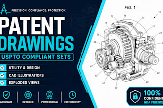 make professional uspto patent drawings and cad technical illustrations sheets
