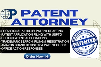 be your patent attorney for patent search, patent drafting and uspto filing