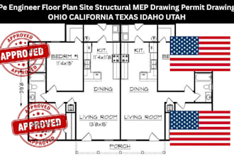 pe engineer floor plan site structural mep drawing permit drawing oh ca tx id ut