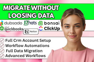 safely migrate, clean organize data from dubsado bonsai clickup odoo 17hats zoho