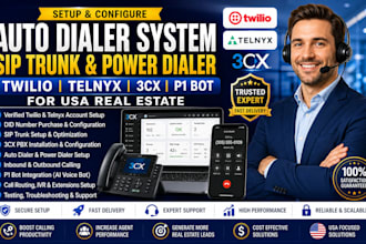 setup verified twilio telnyx account did number sip trunk auto dialer 3cx p1 bot