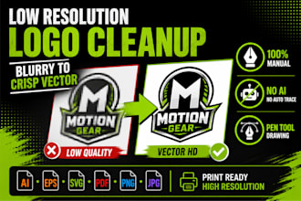 manually redraw low resolution logo into clean vector