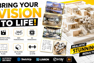 do architectural animation 360 panoramas ai rendering 2d 3d floor plan sport gym