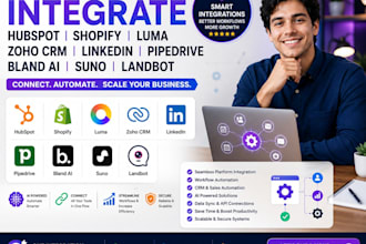integrate hubspot shopify luma zoho crm linkedin pipedrive bland ai suno landbot