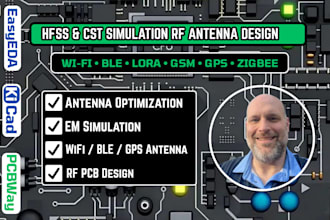 design rf pcb antenna, wifi ble gps antenna, electromagneti, hfss cst simulation