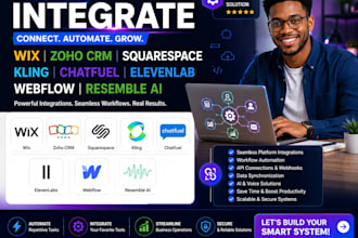 integrate wix zoho crm squarespace kling chatfuel elevenlab webflow resemble ai