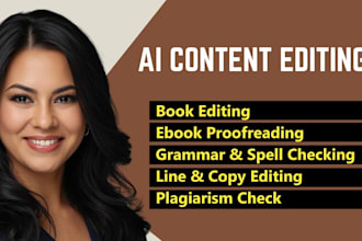 proofread, fact check, humanize ai content, manuscript editing, plagiarism check