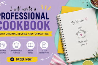 write a professional cookbook with original recipes and formatting