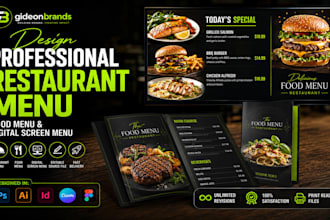 design professional restaurant menu food menu and restaurant digital screen menu