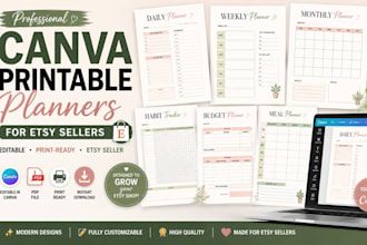 design professional canva printable planners for etsy sellers