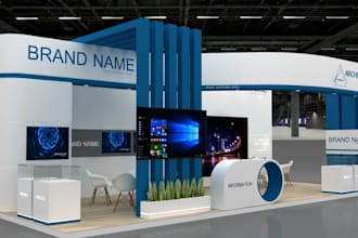 create exhibition stand, stall, 3d trade show booth design