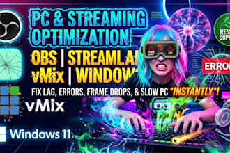professionally setup and fix obs studio, streamlabs and vmix for streaming