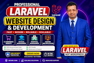 develop a custom laravel website, web application, ecommerce, CRM and erp