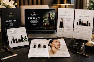 design professional press kit, product sell sheet ,product catalog, sales sheet