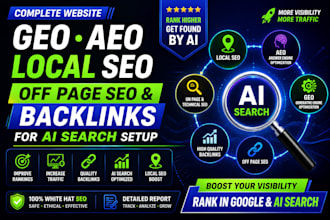 do complete website geo aeo local seo off page backlinks for ai search setup
