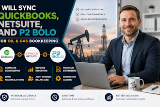 sync quickbooks, netsuite, and p2 bolo for oil and gas bookkeeping