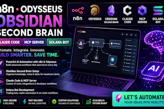 n8n odysseus, obsidian second brain, claude code website mcp server solana bot