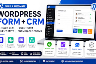 build wordpress form jetpack crm fluent crm  fluent smtp formidable forms