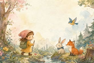 hand draw watercolor illustrations for your children story book