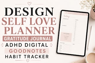 design self love planner gratitude journal adhd digital goodnotes habit tracker