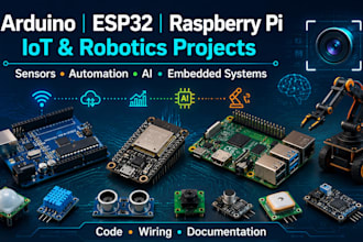 develop custom arduino, esp32, raspberry pi iot and robotics