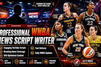 write wnba sports news script and do video SEO optimization