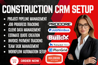 setup construction crm via procore buildert jobnimbus coconstruct buildx monday