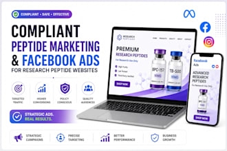 do compliant peptide marketing, peptide facebook ads to research peptide website