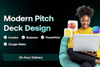 design modern business pitch deck, investor presentation and PPT