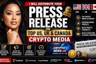 distribute your press release on top US UK canada crypto media, public relations
