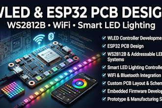 design led lighting pcb, wled, ws2812b, esp32 and wifi controller